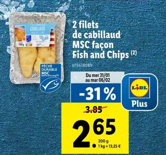 Lidl 2 filets de cabillaud MSC façon Fish and Chips offre