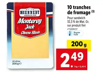 Lidl MCENNEDY 10 tranches de fromage offre