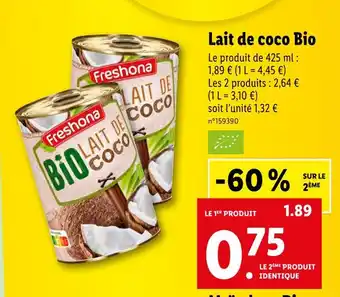 Lidl Freshona Lait de coco Bio offre