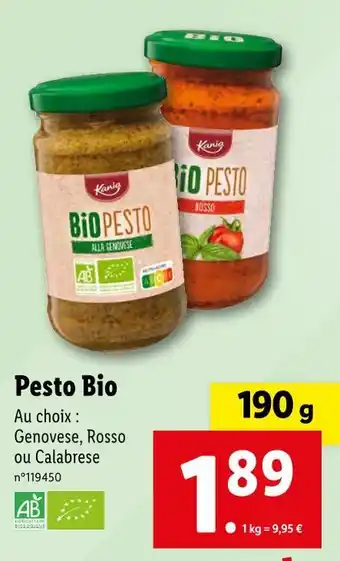 Lidl Kania Pesto Bio offre