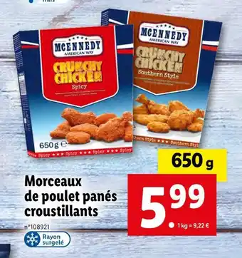 Lidl MCENNEDY Morceaux de poulet panés croustillants offre