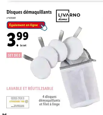 Lidl LIVARNO Disques démaquillants offre