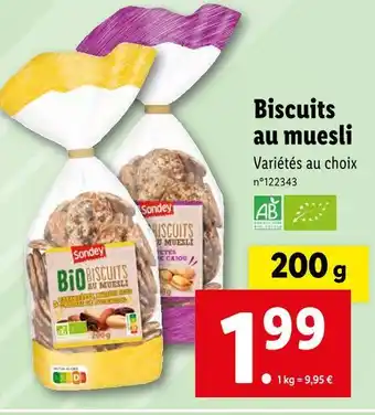 Lidl Sondey Biscuits au muesli offre