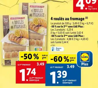 Lidl 4 roulés au fromage offre