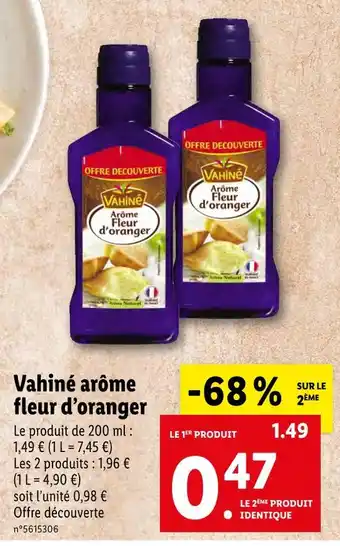 Lidl Vahiné arôme fleur d’oranger offre