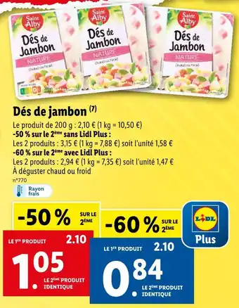 Lidl Saint Alby Dés de jambon offre