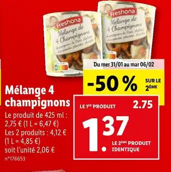 Lidl FRESHONA Mélange 4 champignons offre