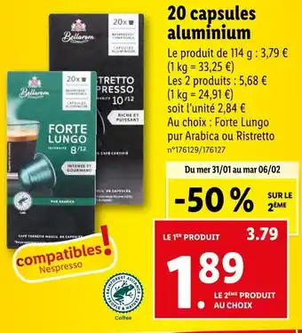 Lidl Bellarom 20 capsules aluminium offre