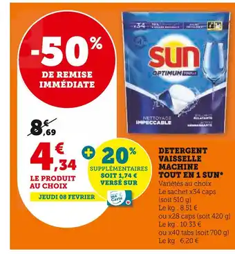 U Express SUN DETERGENT VAISSELLE MACHINE TOUT EN 1 offre