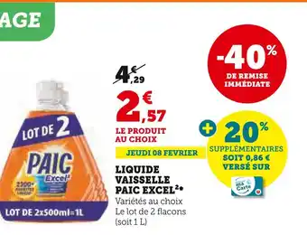 U Express PAIC EXCEL2 LIQUIDE VAISSELLE offre