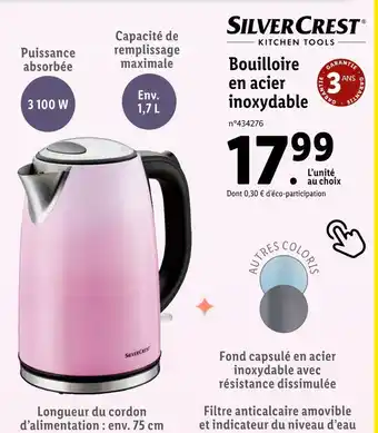 Lidl SILVER CREST Bouilloire en acier inoxydable offre