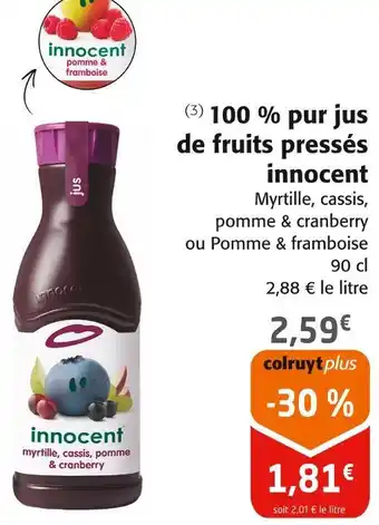 Colruyt innocent 100 % pur jus de fruits pressés offre