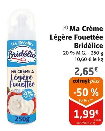 Colruyt Bridélice Ma Crème Légère Fouettée offre