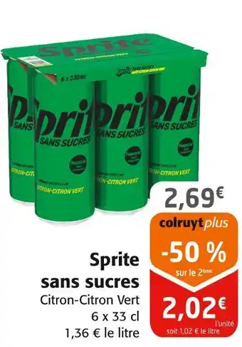 Colruyt Sprite Sprite sans sucres offre