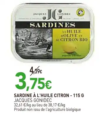 naturéO JACQUES GONIDEC SARDINE À L'HUILE CITRON offre