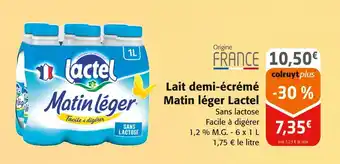 Colruyt Lactel Lait demi-écrémé Matin léger offre