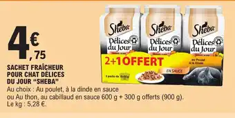 E.Leclerc SACHET FRAÎCHEUR POUR CHAT DÉLICES DU JOUR "SHEBA" offre