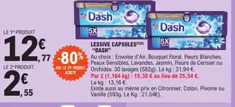 E.Leclerc LESSIVE CAPSULES(¹)(2) "DASH" offre