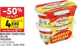 Leader Price BEURRE TENDRE DOUX 82% MG offre