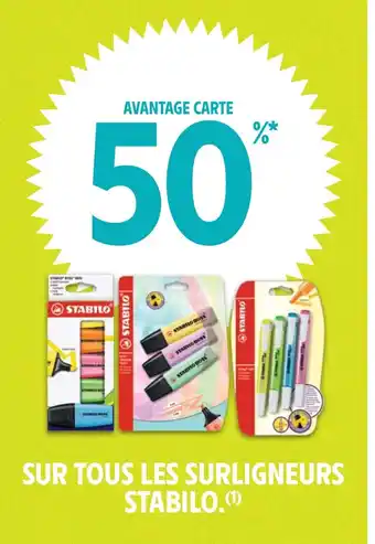 Intermarché Hyper SUR TOUS LES SURLIGNEURS STABILO.(¹) offre