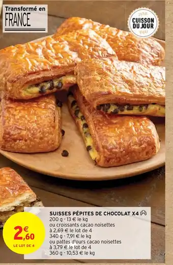 Intermarché Hyper SUISSES PÉPITES DE CHOCOLAT X4 offre