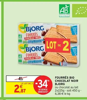 Intermarché Hyper FOURRÉS BIO CHOCOLAT NOIR BJORG offre