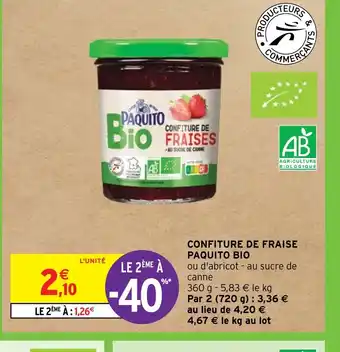 Intermarché Hyper CONFITURE DE FRAISE PAQUITO BIO offre
