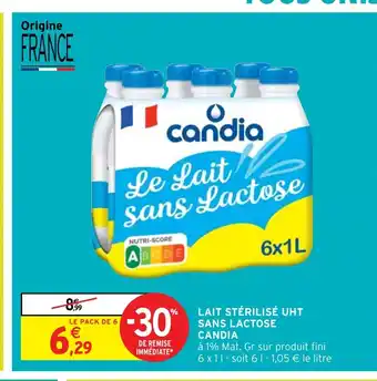 Intermarché Hyper LAIT STÉRILISÉ UHT SANS LACTOSE CANDIA offre