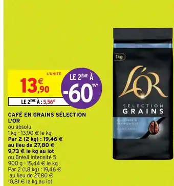 Intermarché Hyper CAFÉ EN GRAINS SÉLECTION L'OR offre