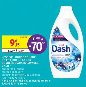Intermarché Hyper LESSIVE LIQUIDE TOUCHE DE FRAÎCHEUR LENOR ENVOLÉE D'AIR 35 LAVAGES offre