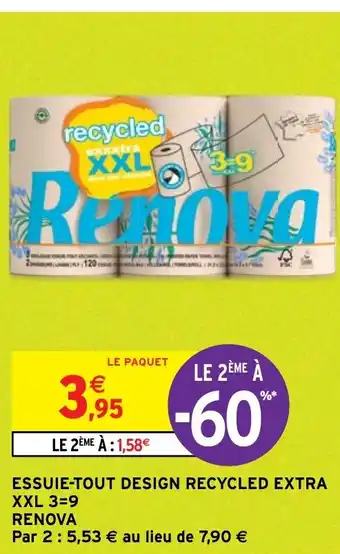 Intermarché Hyper ESSUIE-TOUT DESIGN RECYCLED EXTRA XXL 3=9 offre