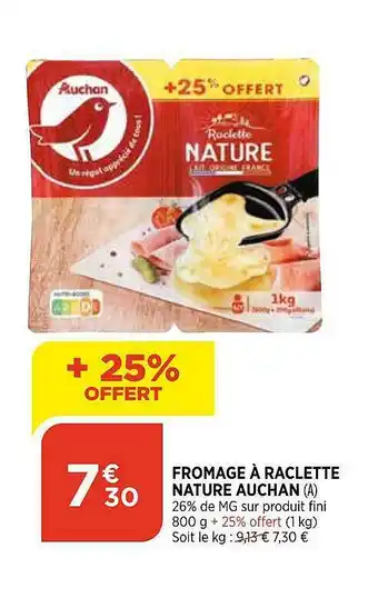 Bi1 Fromage à Raclette Nature Auchan offre