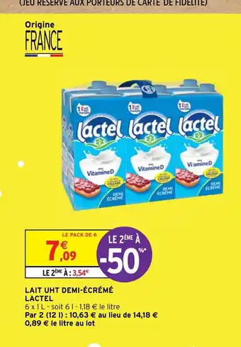 Intermarché Hyper LAIT UHT DEMI-ÉCRÉMÉ LACTEL offre