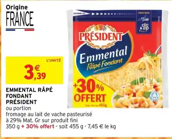 Intermarché Hyper EMMENTAL RÂPÉ FONDANT offre