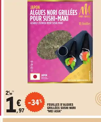 E.Leclerc FEUILLES D'ALGUES GRILLÉES SUSHI NORI MEI ASIA offre