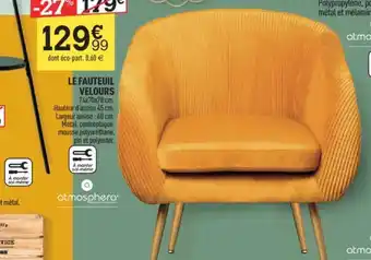 Centrakor LE FAUTEUIL VELOURS offre