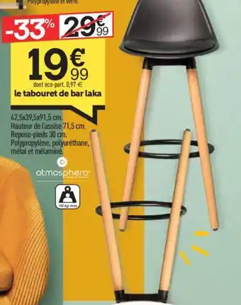 Centrakor Le tabouret de bar laka offre