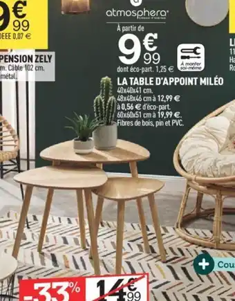 Centrakor La table d'Appoint Mileo offre