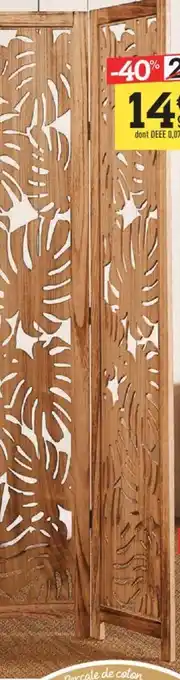 Centrakor LE PARAVENT FEUILLE PALMIER 106,5x165 cm. Fibres de bois et paulownia. offre