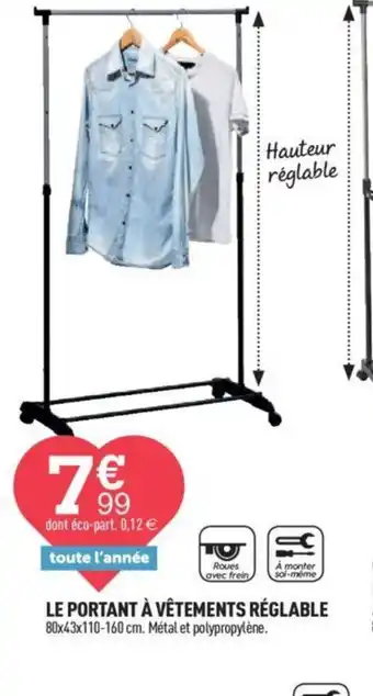 Centrakor LE PORTANT À VÊTEMENTS RÉGLABLE offre