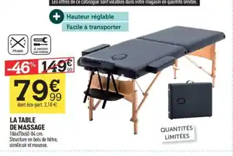Centrakor LA TABLE DE MASSAGE offre