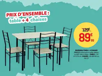 BUT ENSEMBLE TABLE +4 CHAISES offre