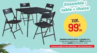 BUT ENSEMBLE TABLE PLIANTE +4 CHAISES JENY offre