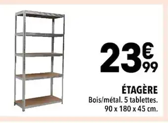 Supeco ÉTAGÈRE Bois/métal. 5 tablettes. offre