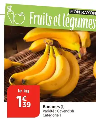 Bananes (T) Variété : Cavendish Catégorie 1