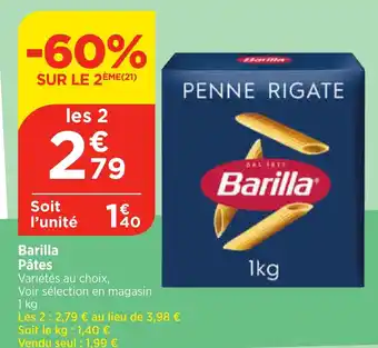 Bi1 Barilla Pâtes offre