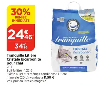 Bi1 Tranquille Litière Cristale bicarbonite pour chat offre