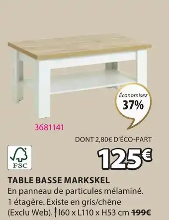 JYSK TABLE BASSE MARKSKEL offre