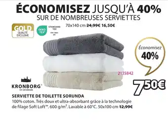 JYSK SERVIETTE DE TOILETTE SORUNDA offre