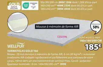 JYSK SURMATELAS GOLD T60 offre